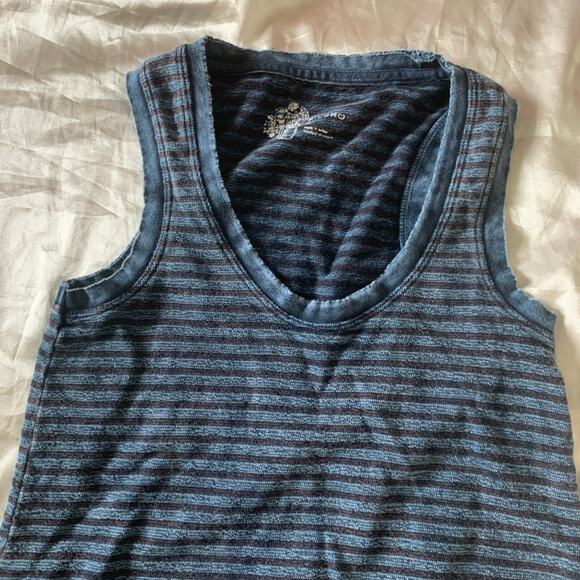 Anthropologie Pilcro XS Striped Tank Top Navy Blue Cotton Casual Distressed Knit - Picture 13 of 14